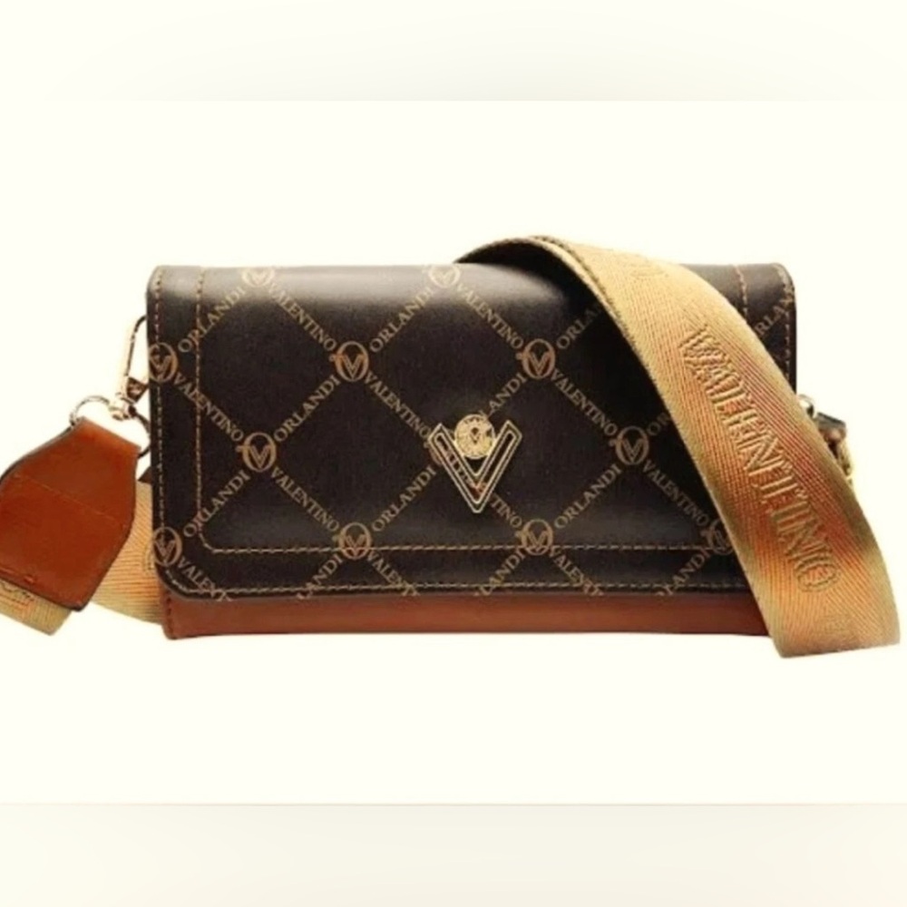 🤎 Valentino Orlandi Brown Monogram Flap Crossbody Bag NWT ✨